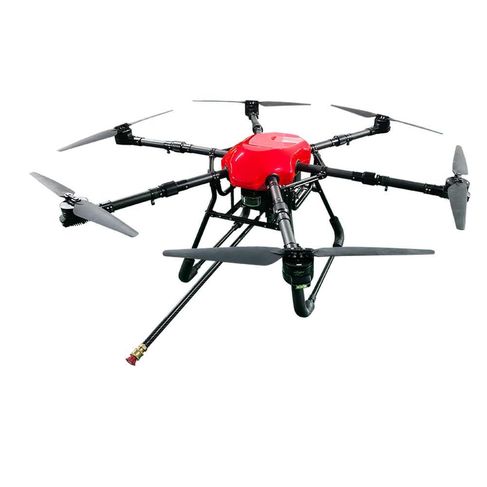 Altitude's six-rotor carbon fibre spray aircraft with folding arms and pressurised spray line